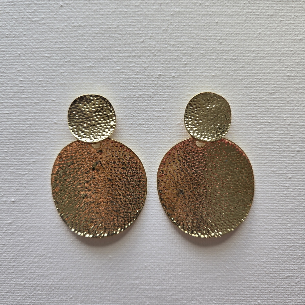 NWT Round Gold Metal Earrings For Women